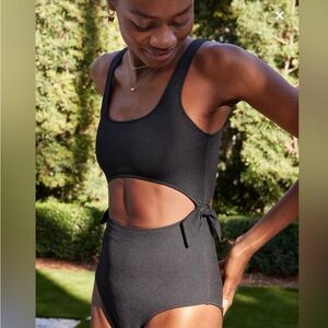 Aerie Black Cutout One Piece Swimsuit
